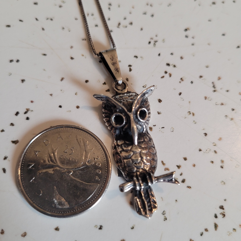 Silver Owl Pendant Necklace